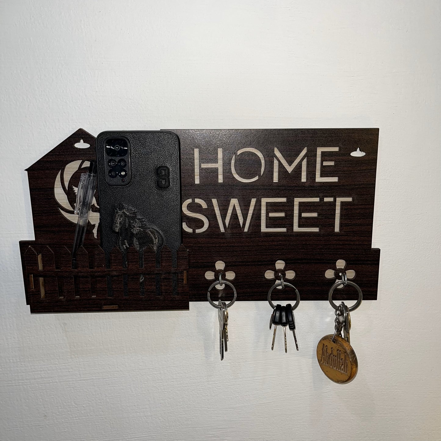 Wooden Key Holder with Shelf – Wall Mounted Organizer