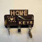 Home & Keys Wooden Wall Organizer – Rustic Style