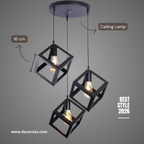 Base Square Cube Hanging Lamp | Ceiling & Pendant Light 3 in 1 (Bulbs Included)