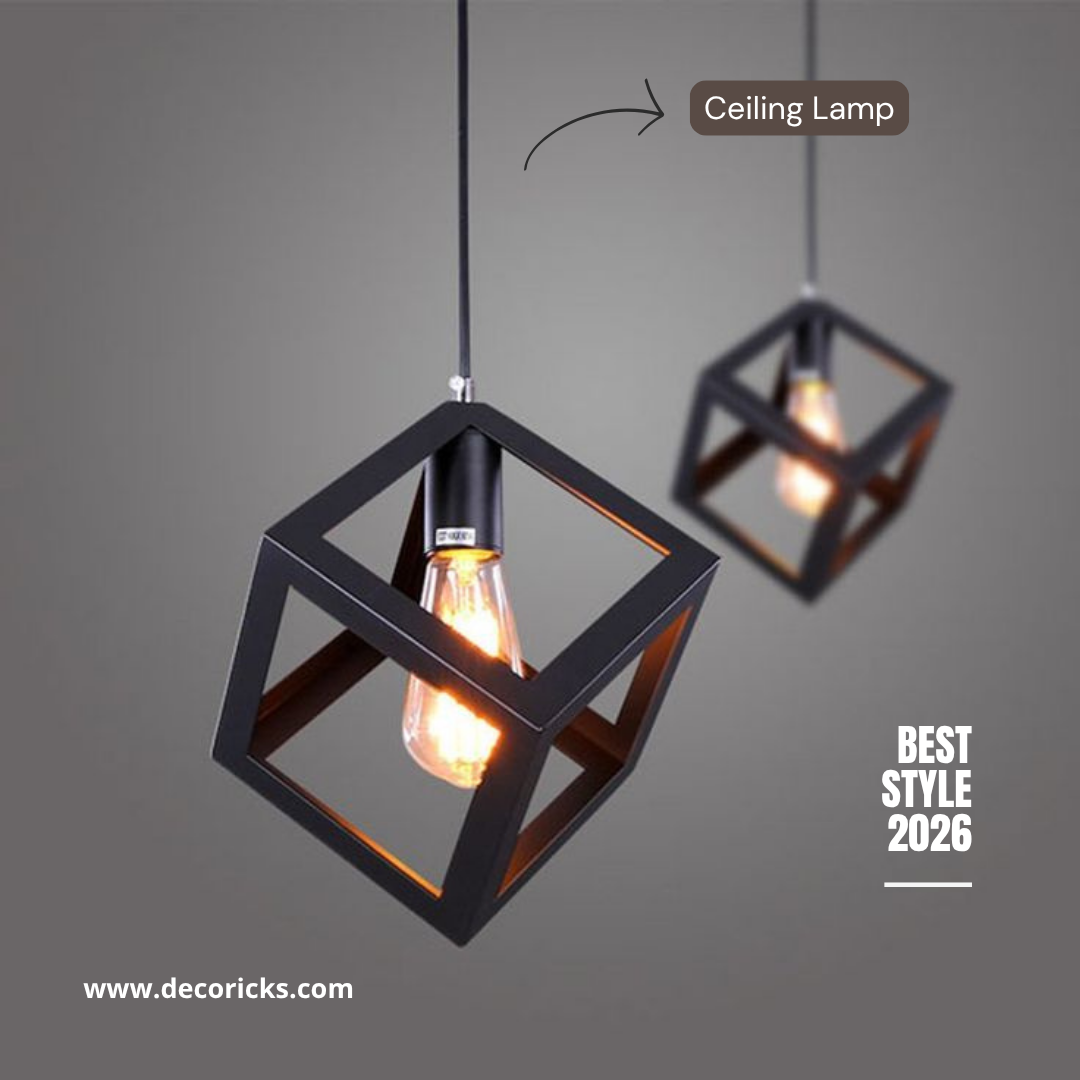 Base Square Cube Hanging Lamp | Ceiling & Pendant Light 3 in 1 (Bulbs Included)