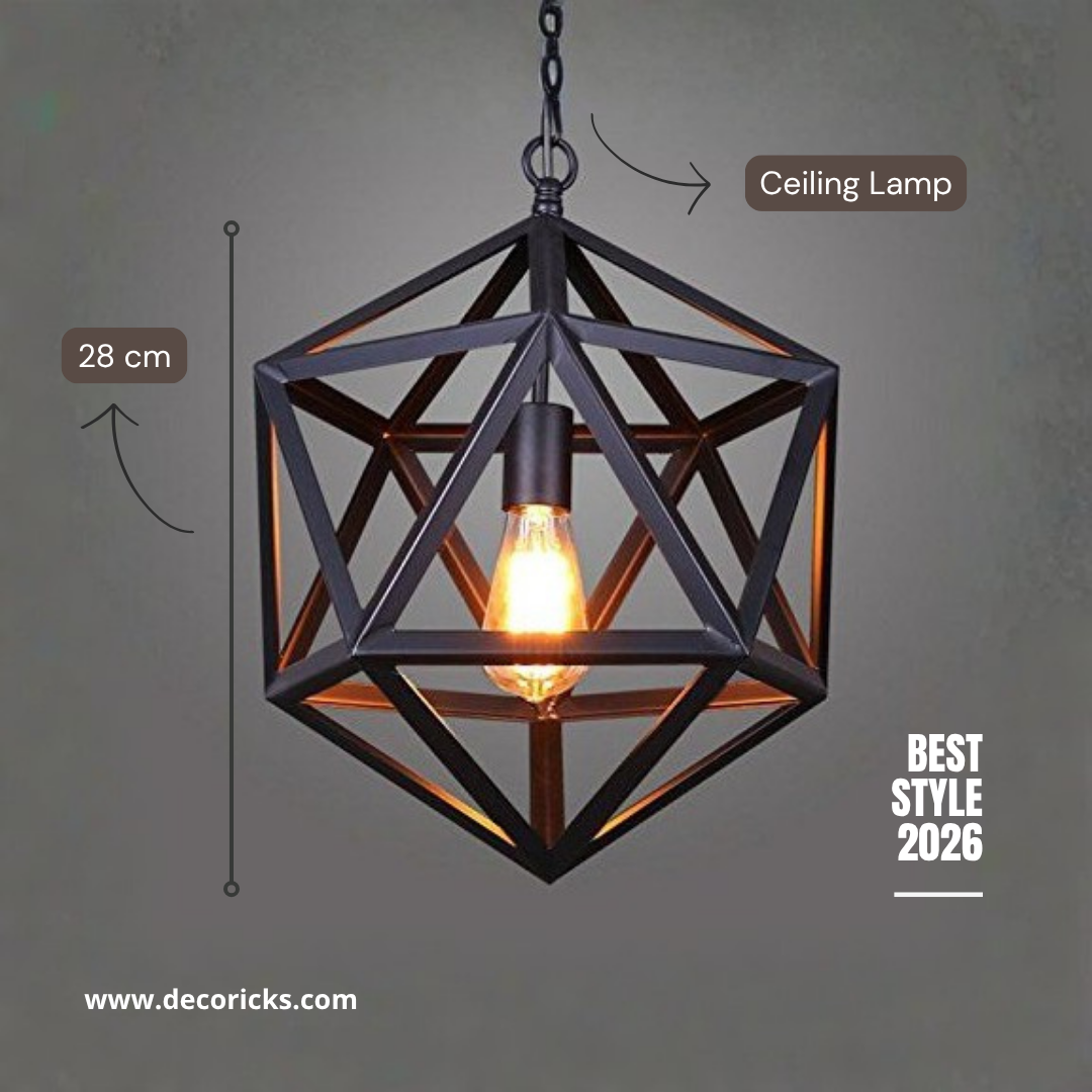 Hexagon Hanging Lamp – Modern Geometric Ceiling Light (Bulb Included)