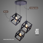 Base Square Cube Hanging Lamp | Ceiling & Pendant Light 3 in 1 (Bulbs Included)