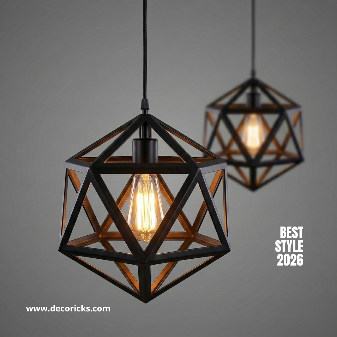 Hexagon Hanging Lamp – Modern Geometric Ceiling Light (Bulb Included)