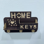 Home & Keys Wooden Wall Organizer – Rustic Style