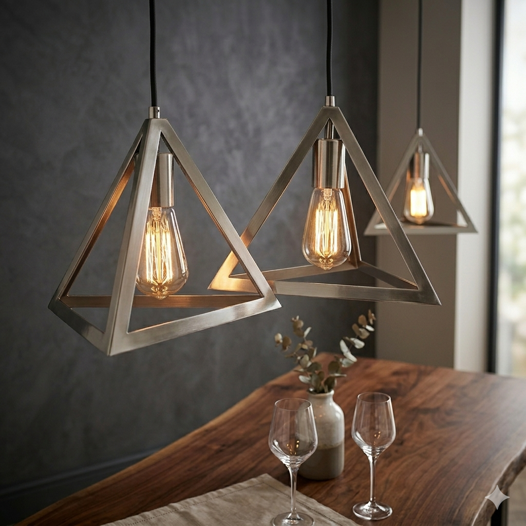 Triangle Hanging Lamp – Modern Ceiling Light 3-in-1 (Bulbs Included)