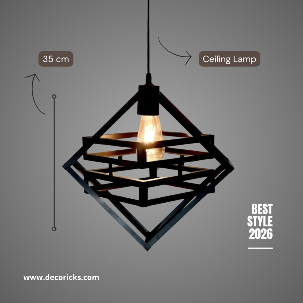 Doremon Style Hanging Lamp – Modern Geometric Ceiling Light (Bulb Included)