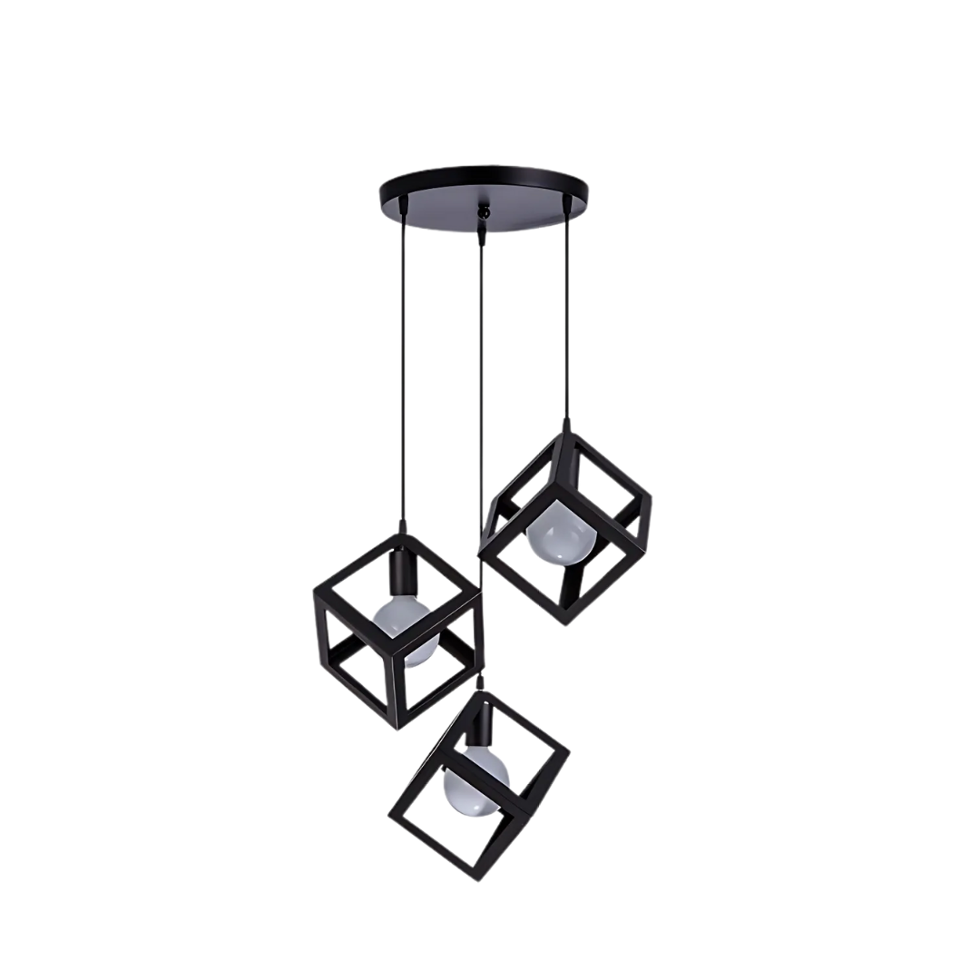 Base Square Cube Hanging Lamp | Ceiling & Pendant Light 3 in 1 (Bulbs Included)