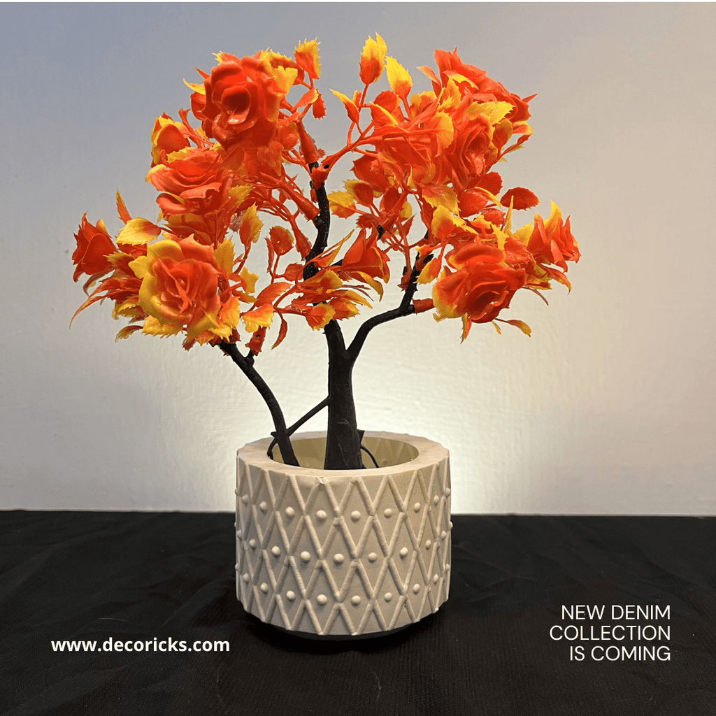Artificial Flowering Plants in Decorative Pot – 9 Inch | (Min order 2) | Home & Office Tabletop Decor - Decoricks