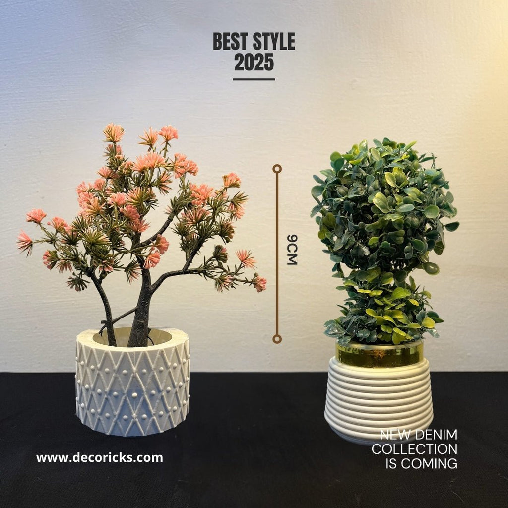Artificial Flowering Plants in Decorative Pot – 9 Inch | (Min order 2) | Home & Office Tabletop Decor - Decoricks