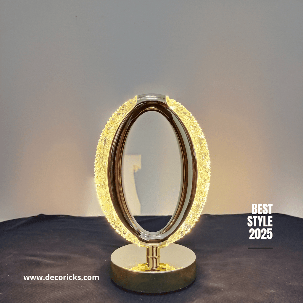 Crystal LED Table Lamp – Modern Diamond Cut Design, USB Rechargeable - Decoricks