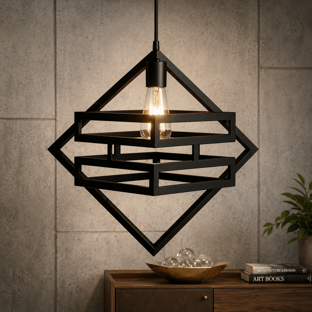 Doremon Style Hanging Lamp – Modern Geometric Ceiling Light (Bulb Included) - Decoricks