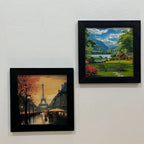 Framed Wall Art – Eiffel & Scenic Garden (Pack of 2) - Decoricks