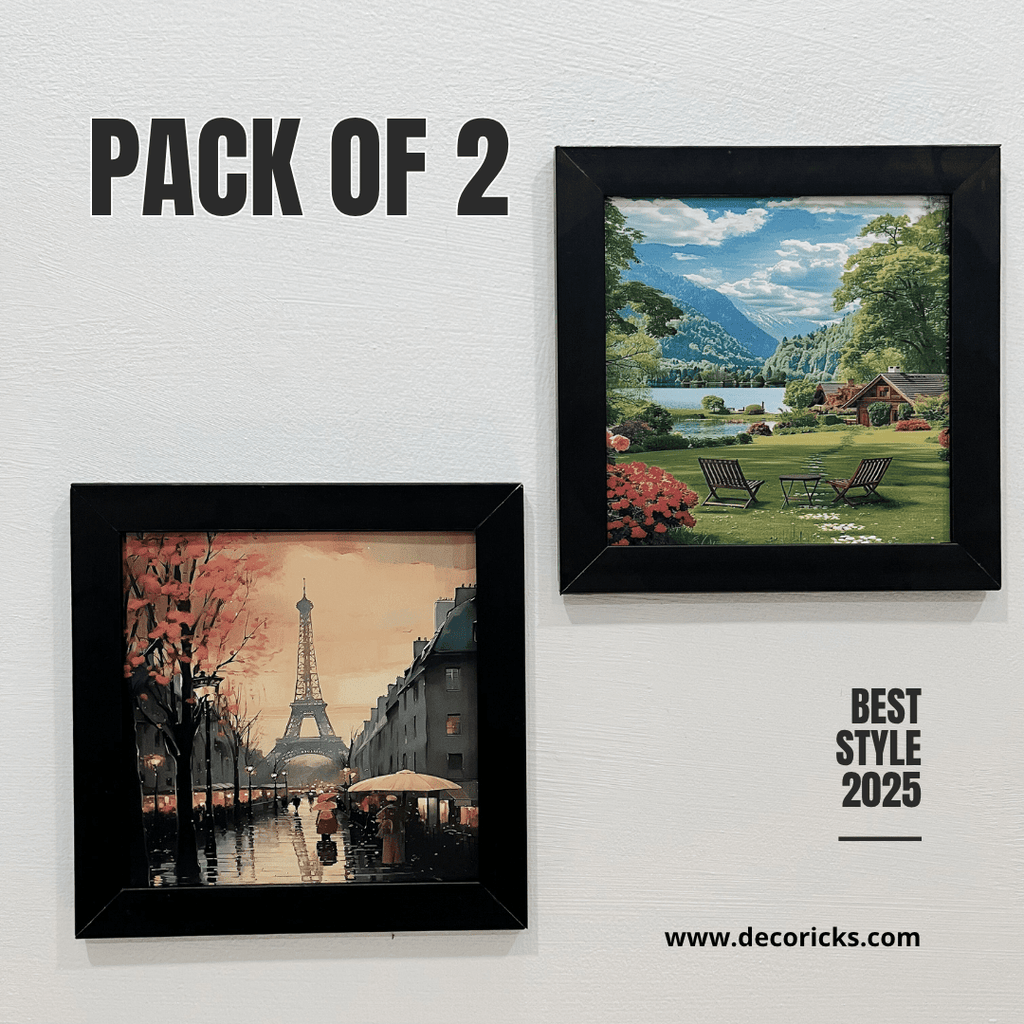 Framed Wall Art – Eiffel & Scenic Garden (Pack of 2) - Decoricks