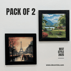 Framed Wall Art – Eiffel & Scenic Garden (Pack of 2) - Decoricks