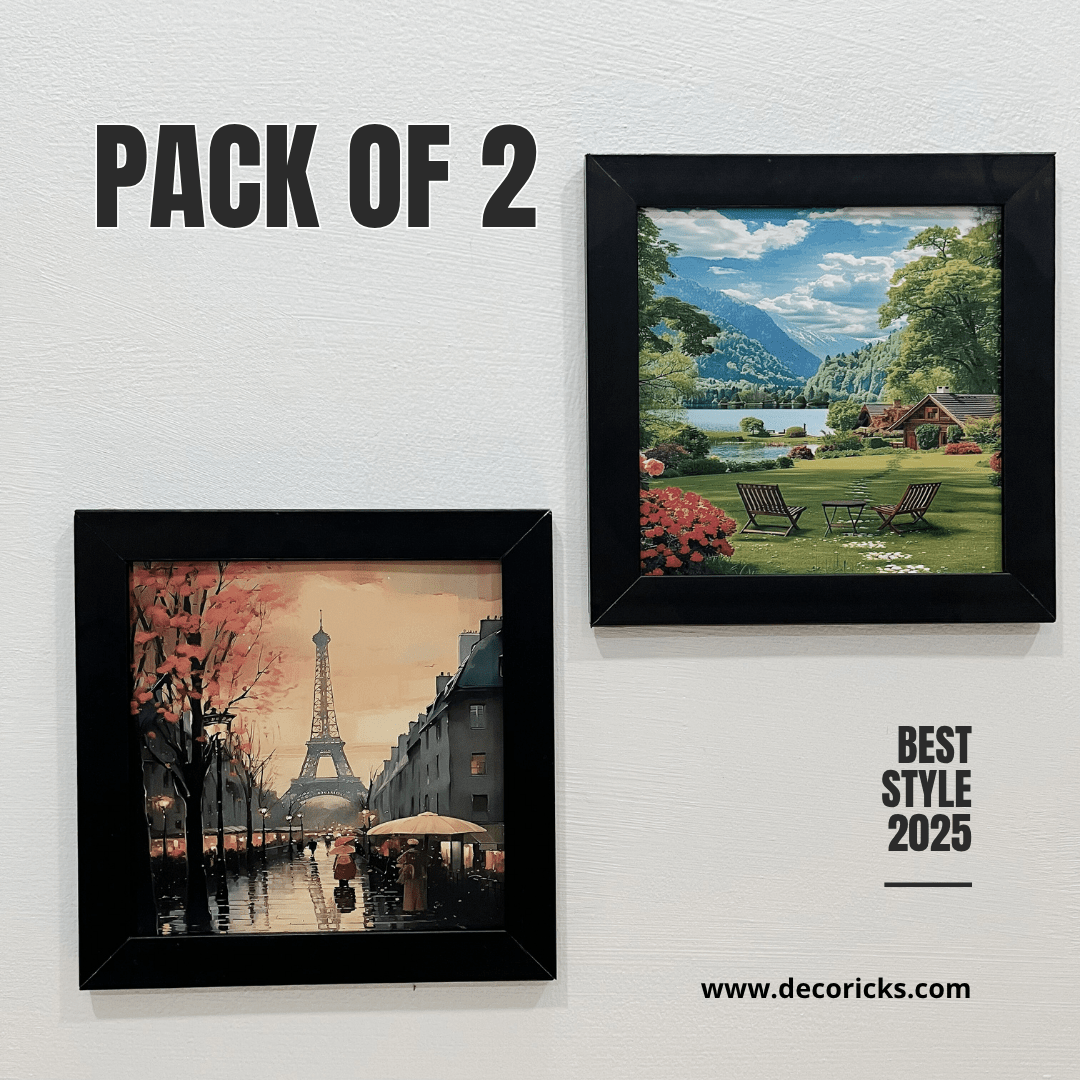 Framed Wall Art – Eiffel & Scenic Garden (Pack of 2) - Decoricks