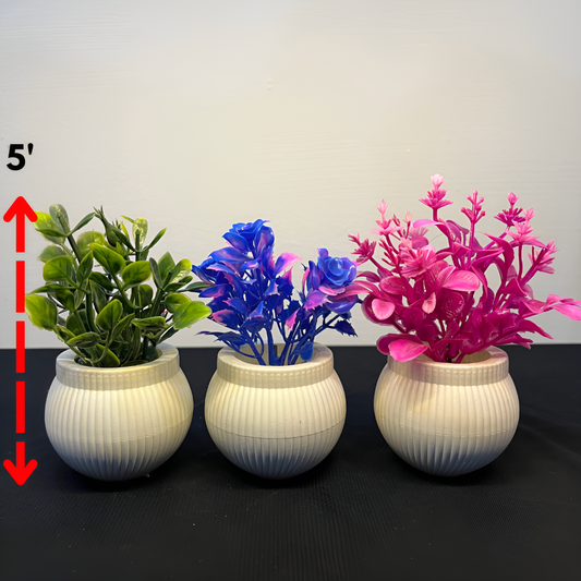 Artificial Flower Trio – Set of 3 Mini Pots for Home Decor
