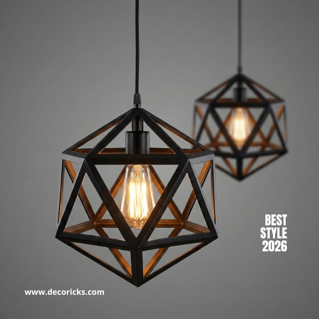 Hexagon Hanging Lamp – Modern Geometric Ceiling Light (Bulb Included) - Decoricks