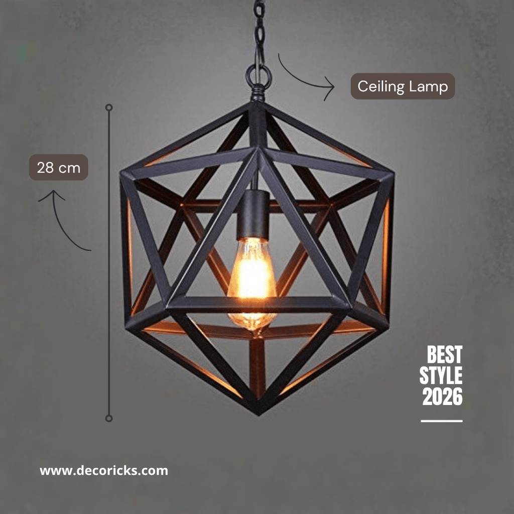 Hexagon Hanging Lamp – Modern Geometric Ceiling Light (Bulb Included) - Decoricks