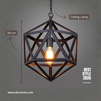 Hexagon Hanging Lamp – Modern Geometric Ceiling Light (Bulb Included) - Decoricks