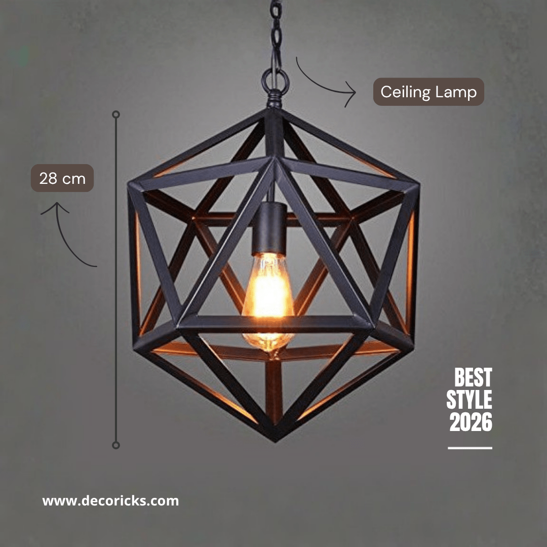 Hexagon Hanging Lamp – Modern Geometric Ceiling Light (Bulb Included) - Decoricks