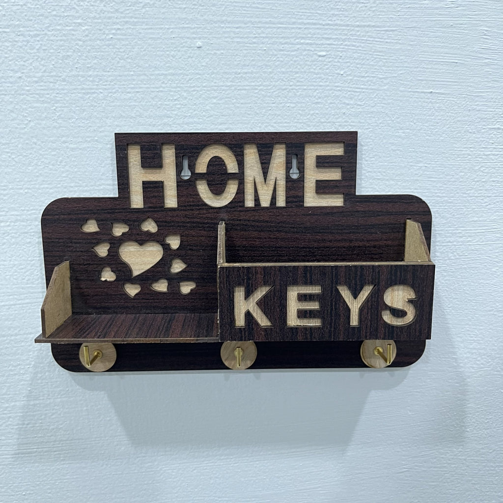 Home & Keys Wooden Wall Organizer – Rustic Style - Decoricks