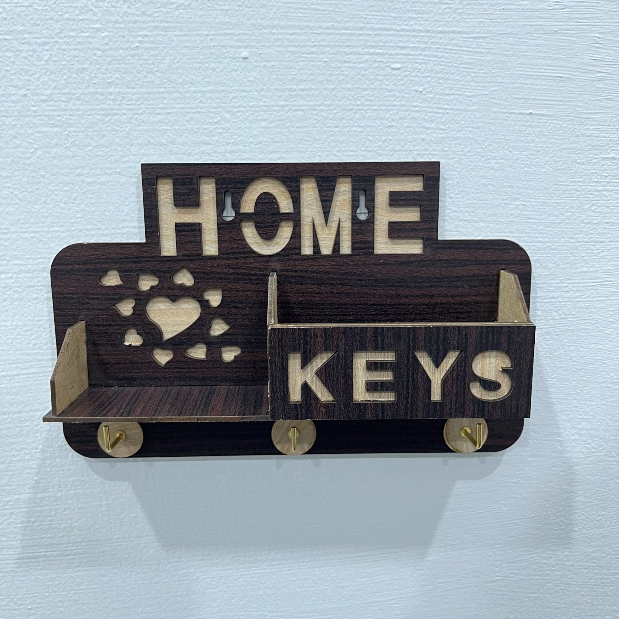 Home & Keys Wooden Wall Organizer – Rustic Style - Decoricks