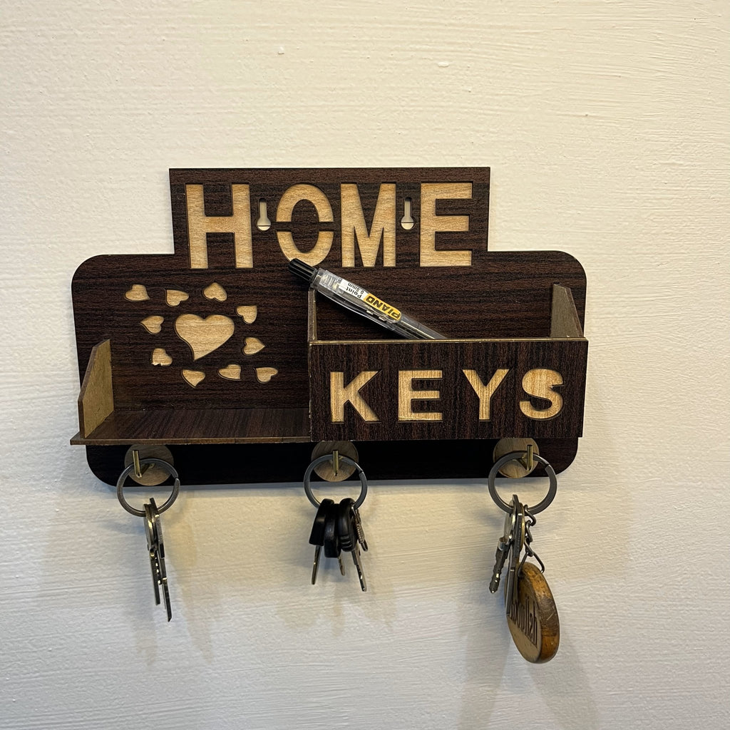 Home & Keys Wooden Wall Organizer – Rustic Style - Decoricks