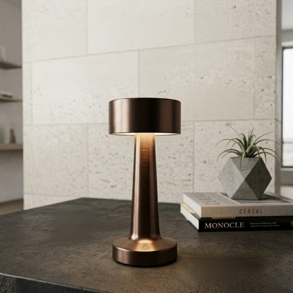 Metal LED Table Lamp – USB Rechargeable, Modern Design - Decoricks