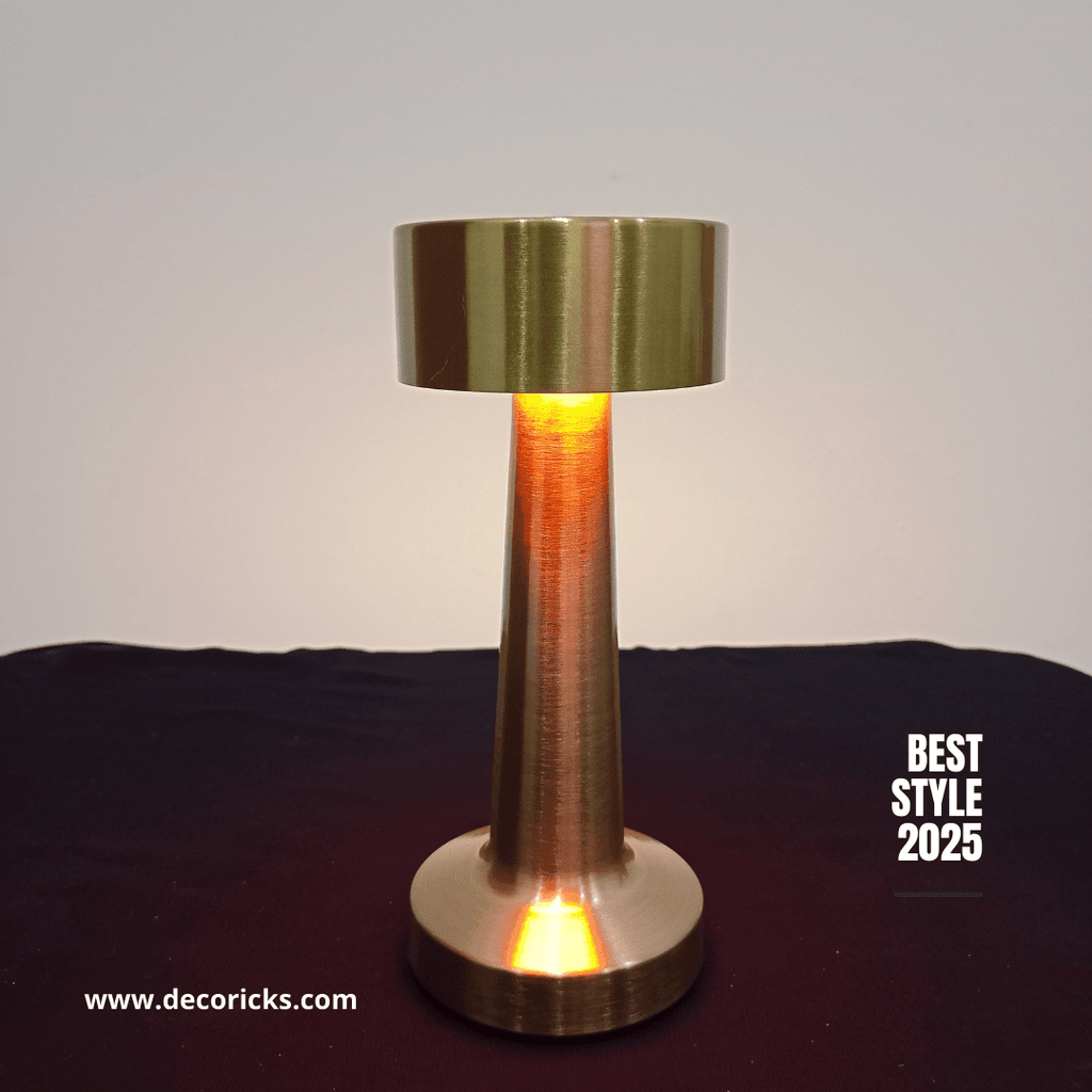 Metal LED Table Lamp – USB Rechargeable, Modern Design - Decoricks