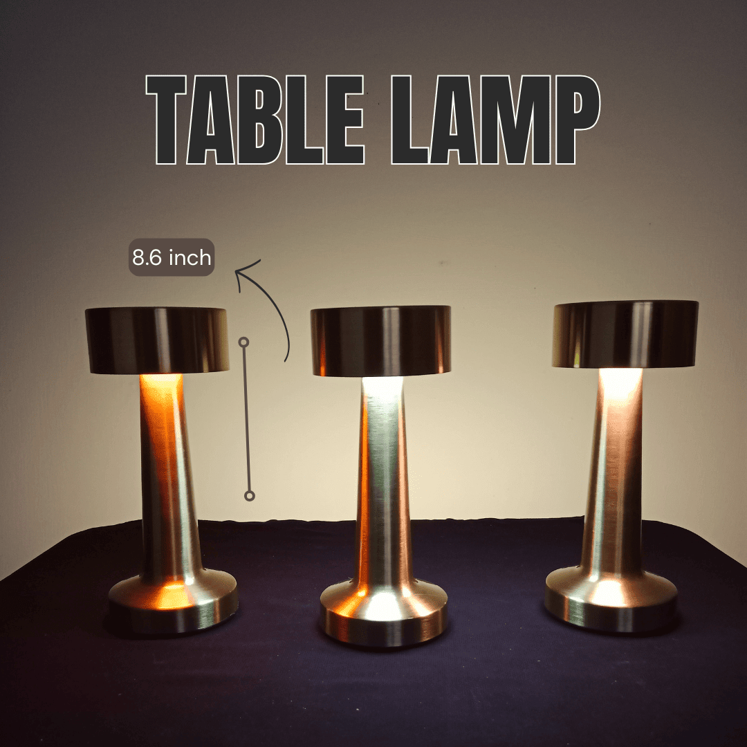 Metal LED Table Lamp – USB Rechargeable, Modern Design - Decoricks