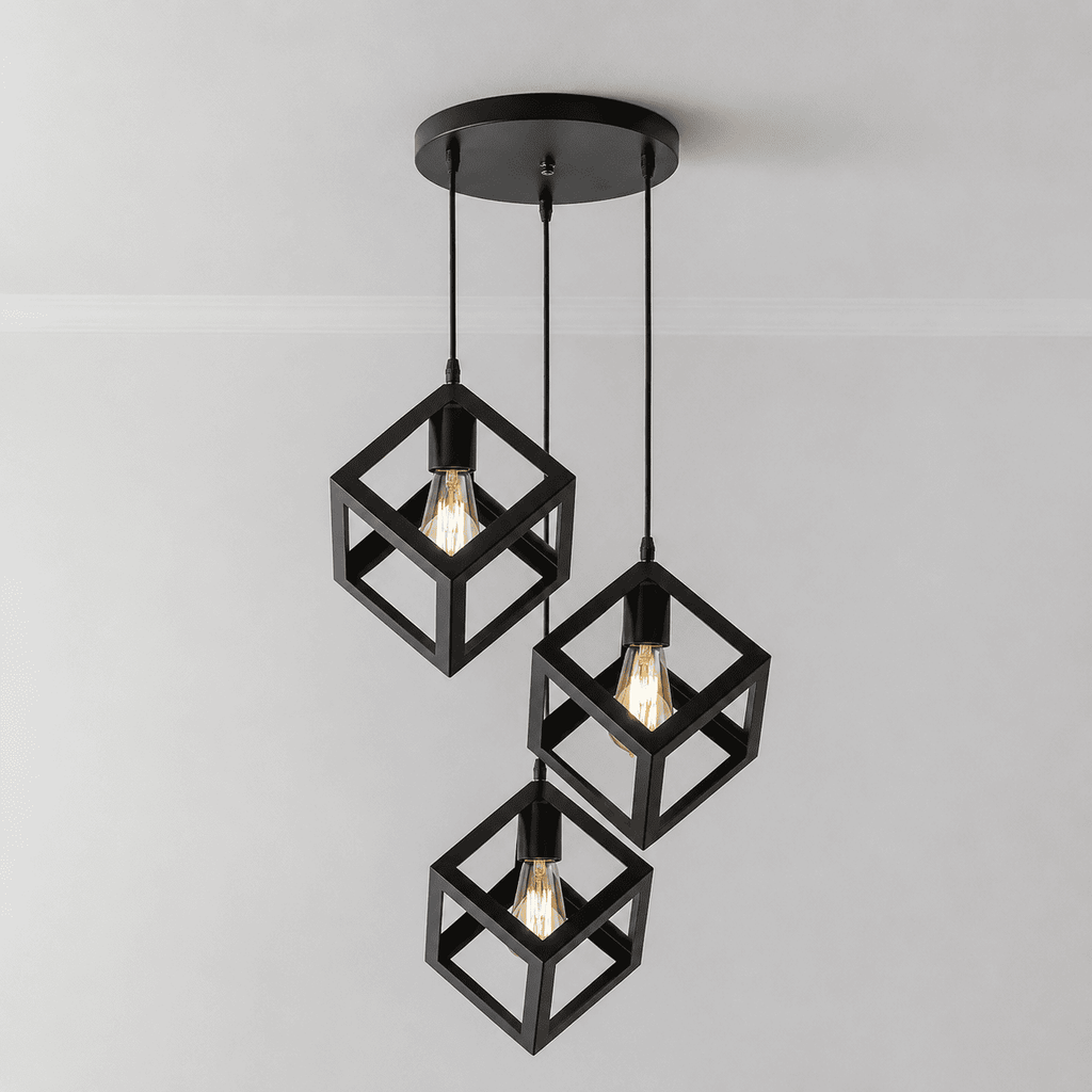 Square Cube Hanging Lamp — 3-in-1 Ceiling & Pendant Light, Bulbs Included - Decoricks