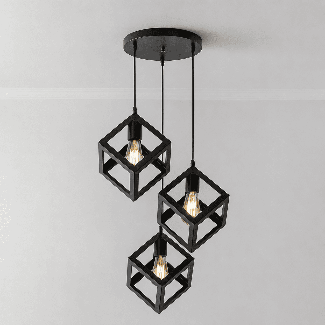 Square Cube Hanging Lamp — 3-in-1 Ceiling & Pendant Light, Bulbs Included - Decoricks