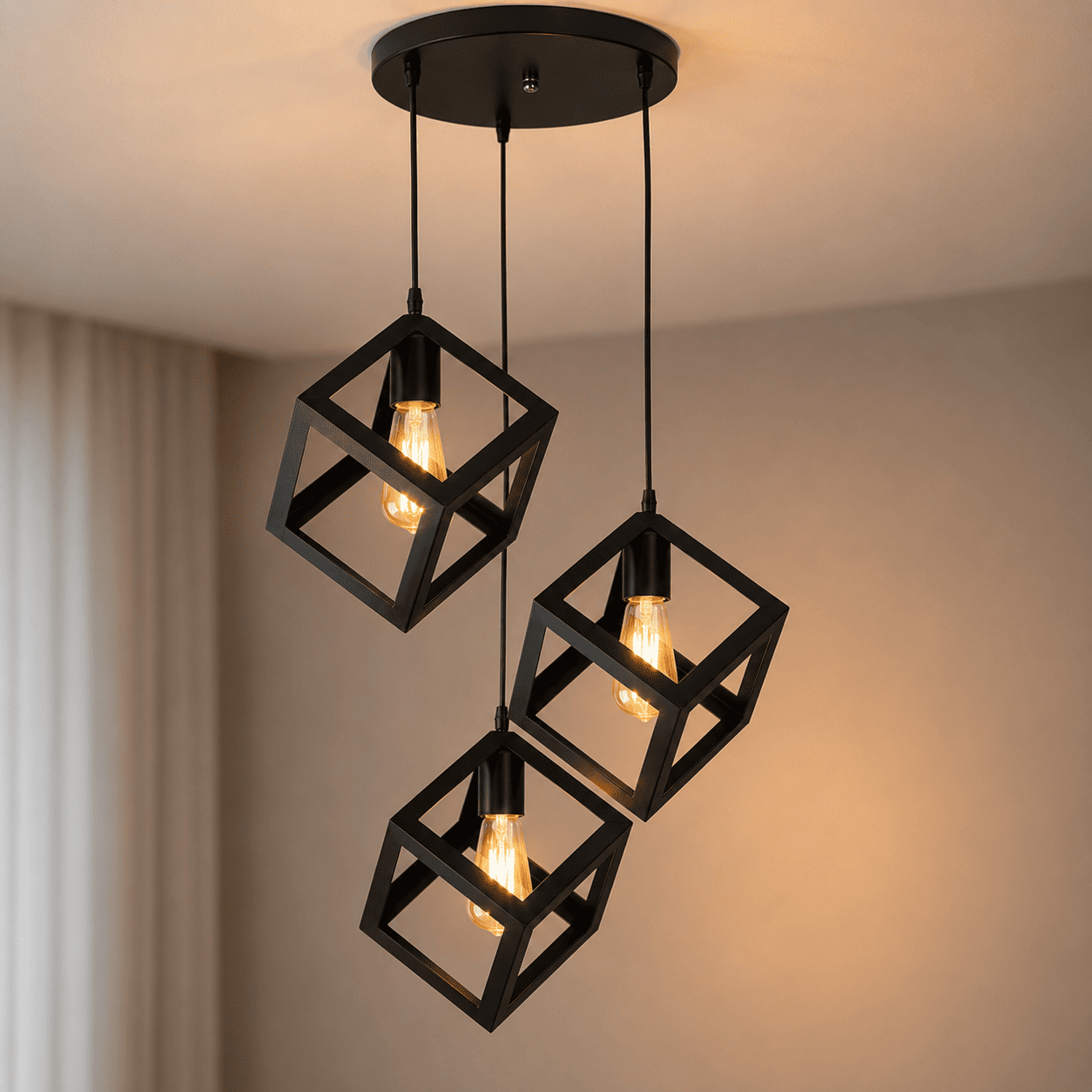 Square Cube Hanging Lamp — 3-in-1 Ceiling & Pendant Light, Bulbs Included - Decoricks