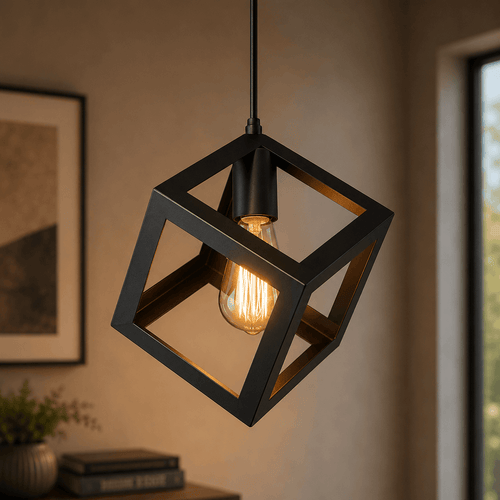 Square Cube Shaped Hanging Light | Ceiling Lamp (Bulb Included) - Decoricks