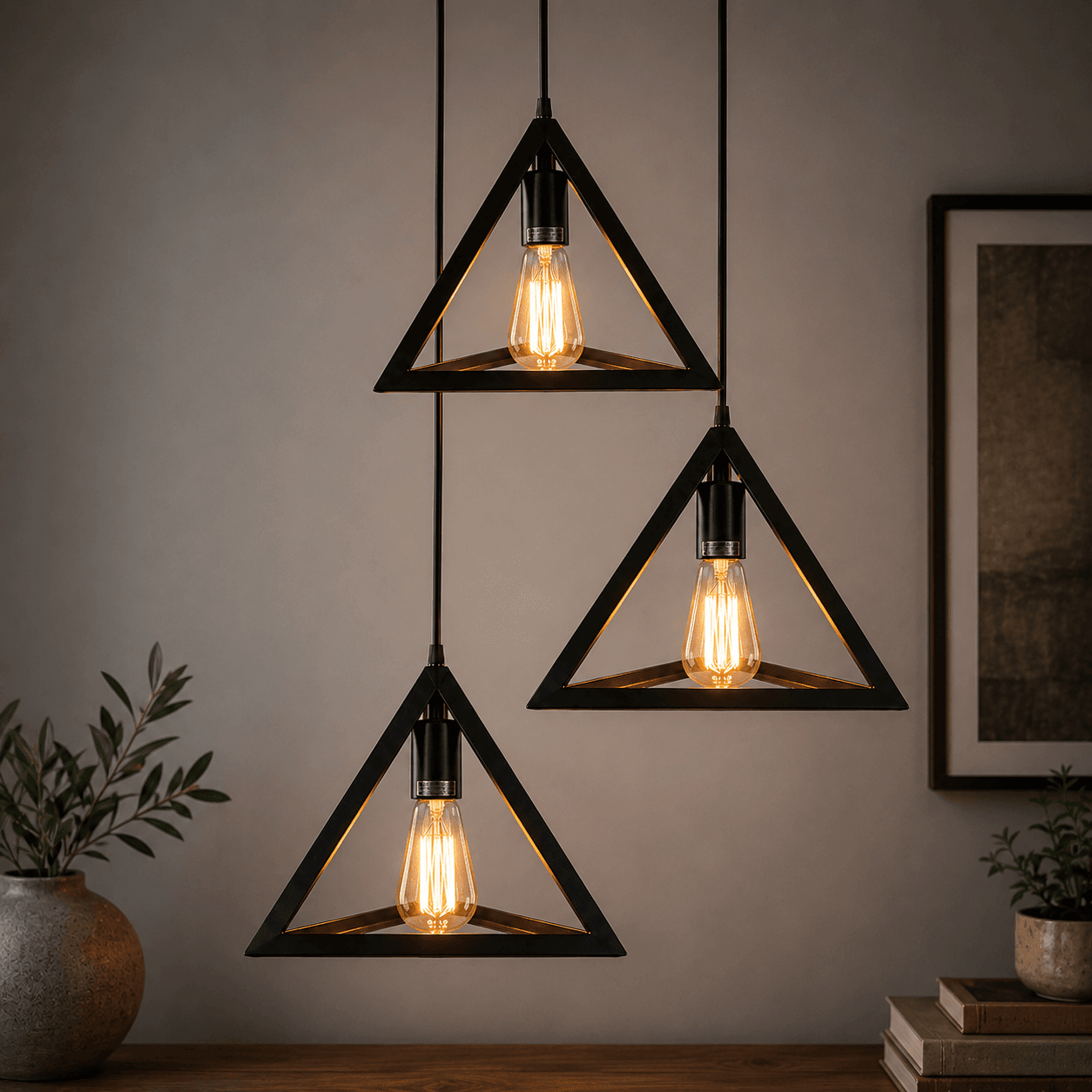 Triangle Hanging Lamp – Modern Ceiling Light 3 - in - 1 (Bulbs Included) - Decoricks