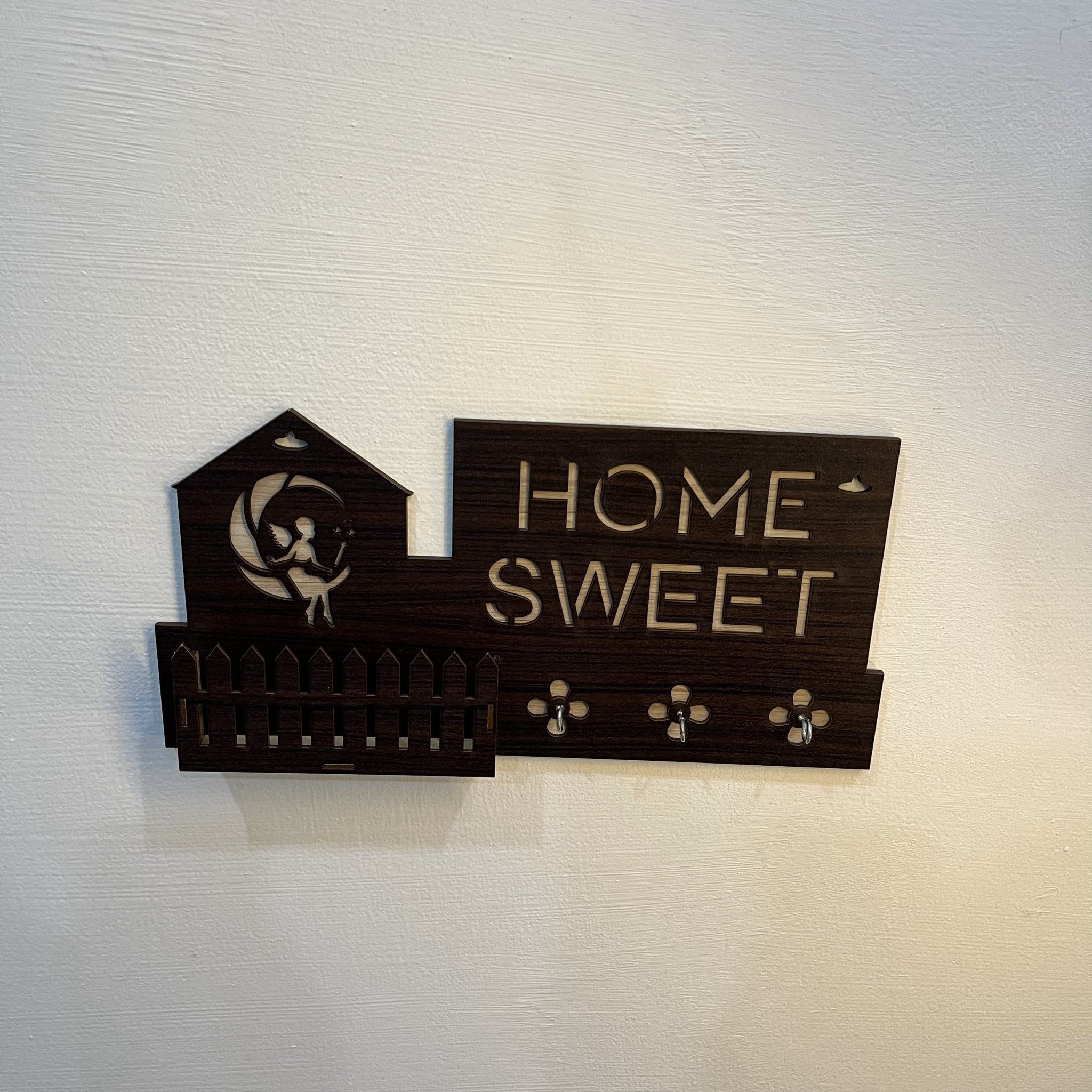 Wooden Key Holder with Shelf – Wall Mounted Organizer - Decoricks