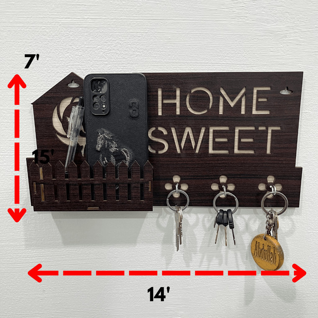 Wooden Key Holder with Shelf – Wall Mounted Organizer - Decoricks