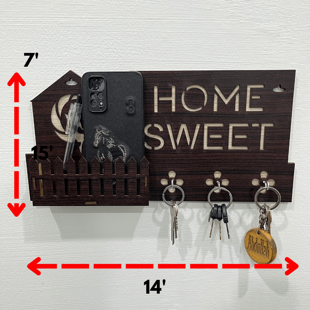 Wooden Key Holder with Shelf – Wall Mounted Organizer - Decoricks