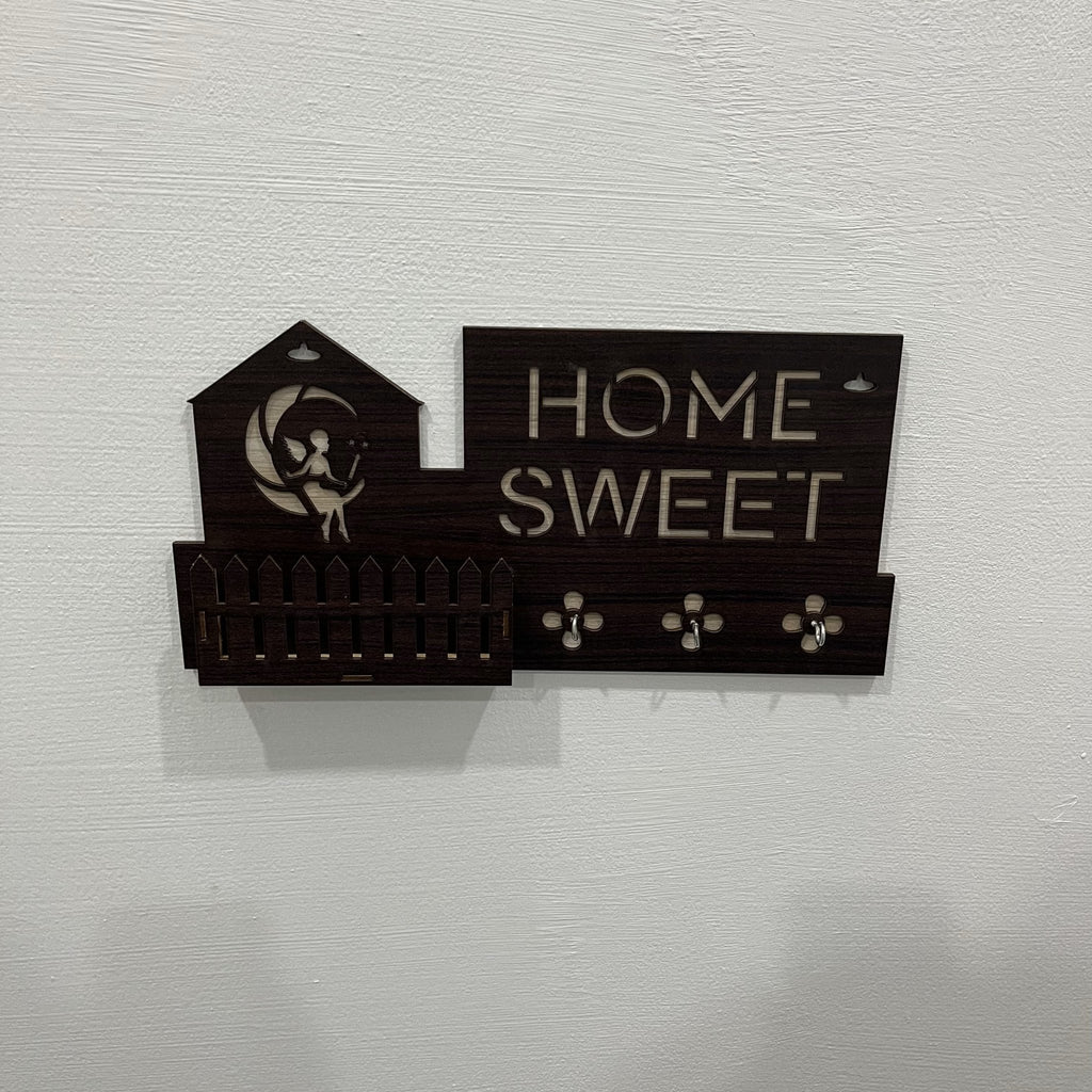 Wooden Key Holder with Shelf – Wall Mounted Organizer - Decoricks