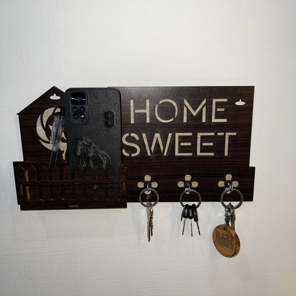 Wooden Key Holder with Shelf – Wall Mounted Organizer - Decoricks