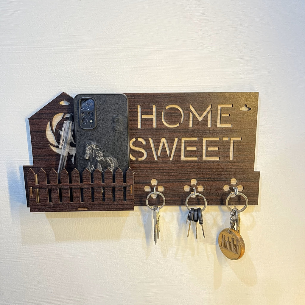 Wooden Key Holder with Shelf – Wall Mounted Organizer - Decoricks